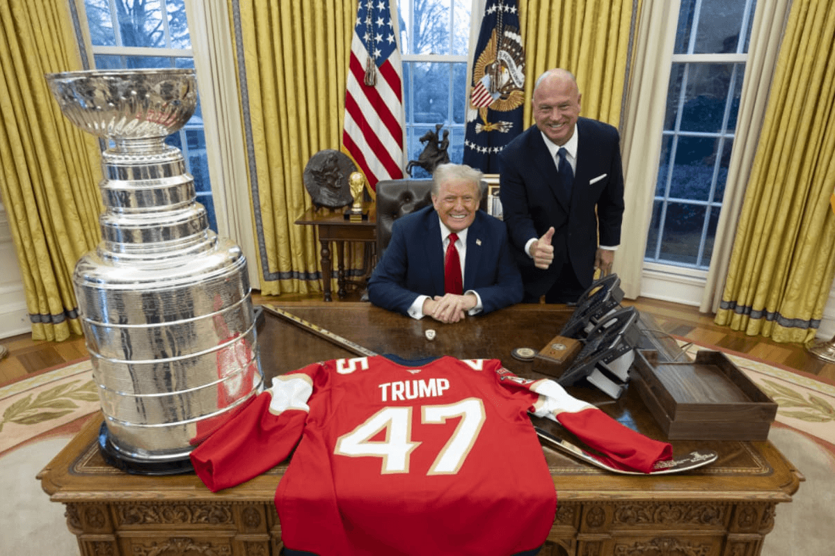 A Hockey Trophy, a Custom Jersey, and a Photograph Inside the Oval Office