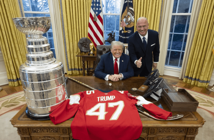 A Hockey Trophy, a Custom Jersey, and a Photograph Inside the Oval Office